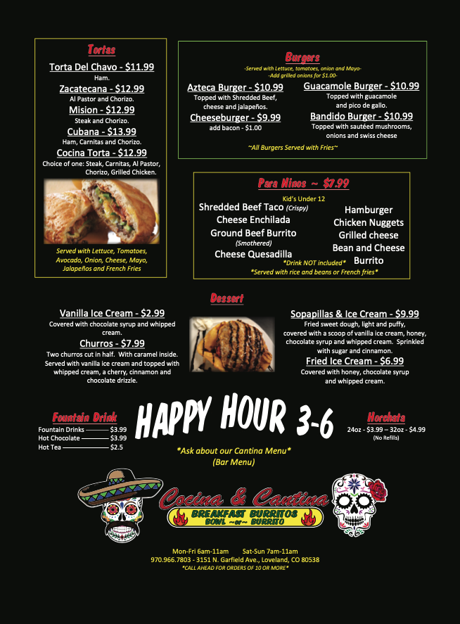 Menu COCINA CANTINA MEXICAN GRILL Menu COCINA CANTINA MEXICAN GRILL